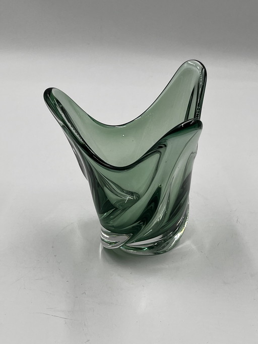 Val Saint Lambert green vase