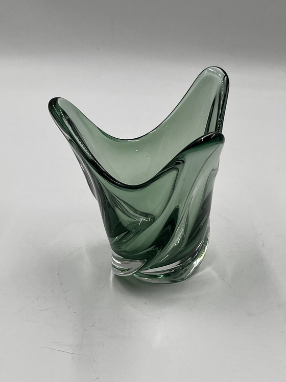 Image 1 of Val Saint Lambert green vase