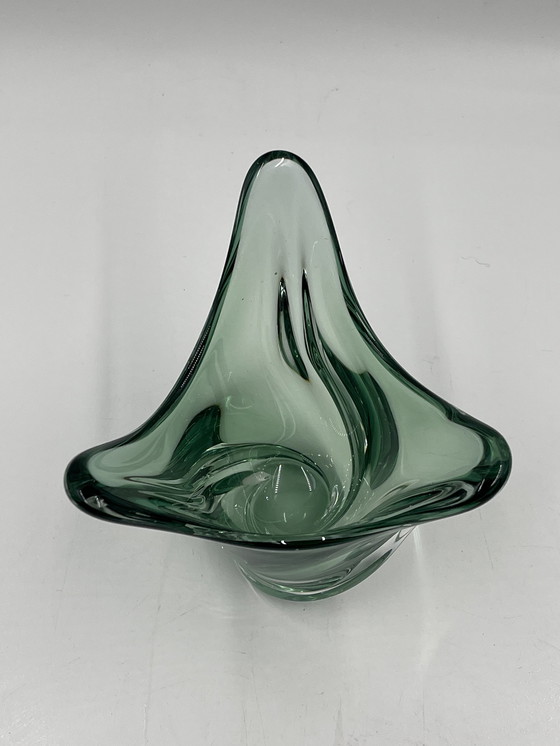 Image 1 of Val Saint Lambert green vase