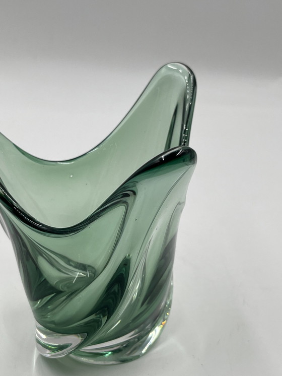 Image 1 of Val Saint Lambert green vase