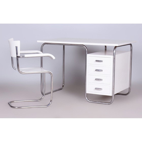 Image 1 of Vintage Bauhaus desk in chrome steel and wood, Czechoslovakia 1930