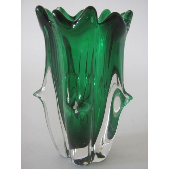 Image 1 of Vintage metal glass vase by J. Hospodka for Chřibská, Czechoslovakia 1970