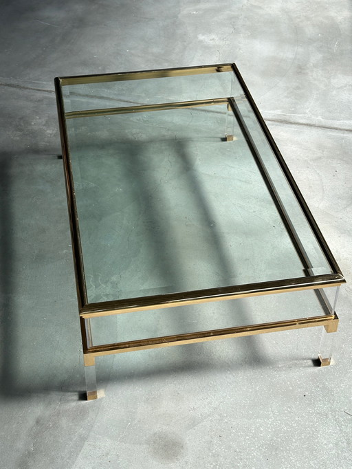 Pierre Vandel regency coffee table with sliding glass top