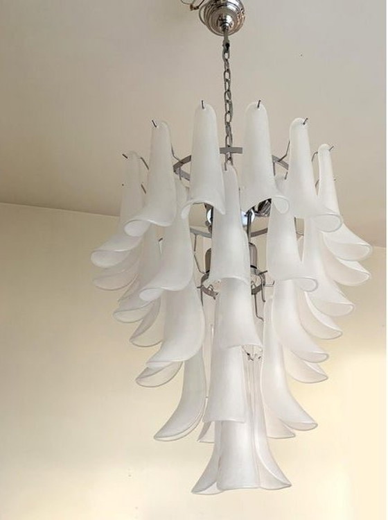 Image 1 of Vintage Frosted "Selle" Glass Chandelier