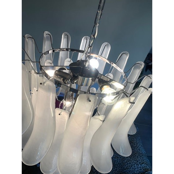 Image 1 of Vintage Frosted "Selle" Glass Chandelier