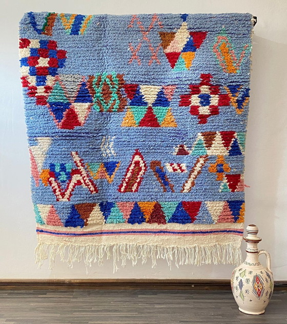 Image 1 of Unique Handmade Berber Carpet - 100% Natural Wool from Morocco (150x100cm)