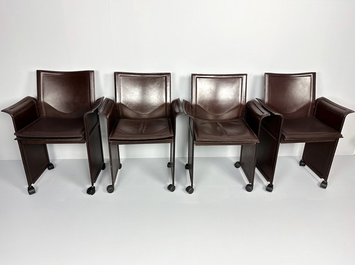 Set Of 4 “Korium” Chairs Tito Agnoli For Matteo Grassi