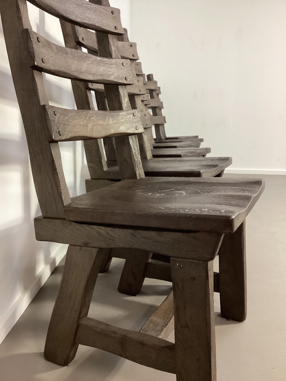 Image 1 of 6 Brutalist oak chairs vintage