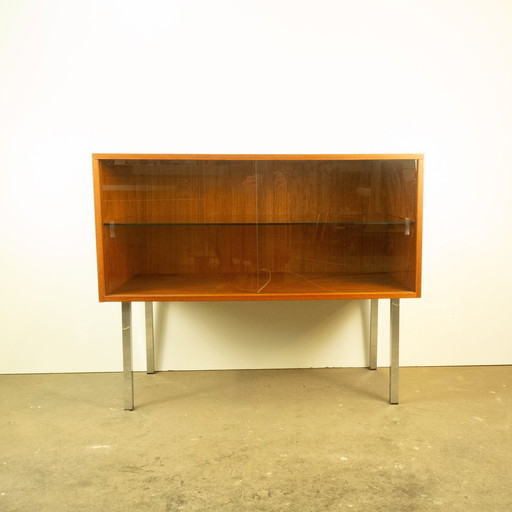 Display cabinet with sliding doors, teak, 1970s