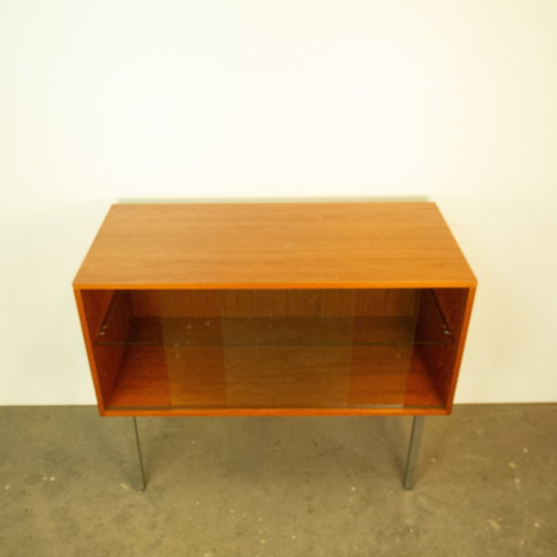 Display cabinet with sliding doors, teak, 1970s