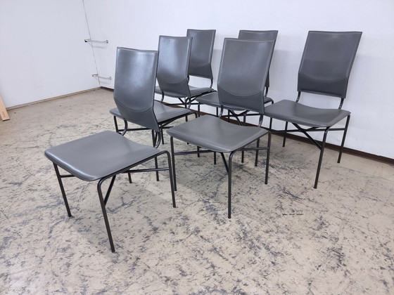 Image 1 of Matteo Grassi Dining Chair's Set leather chairs leather armchairs designer chairs in gray