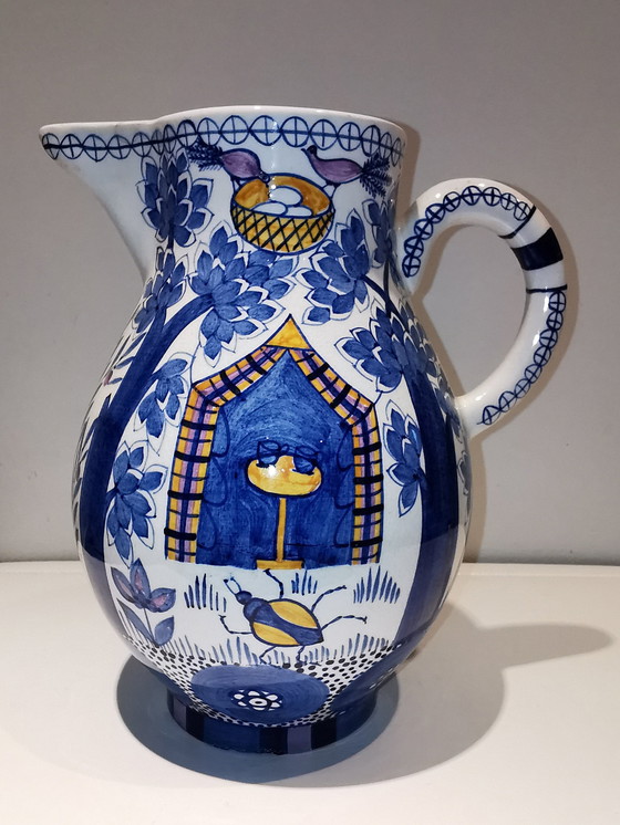 Image 1 of Charlotte Hartmann, Ceramist Te Velten, Ofen Museum. Pouring Jug With Motif Paradise Garten