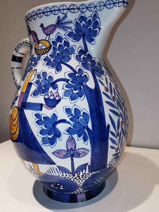 Image 1 of Charlotte Hartmann, Ceramist Te Velten, Ofen Museum. Pouring Jug With Motif Paradise Garten