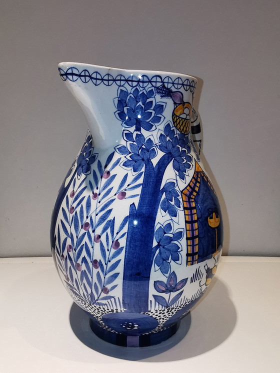 Image 1 of Charlotte Hartmann, Ceramist Te Velten, Ofen Museum. Pouring Jug With Motif Paradise Garten