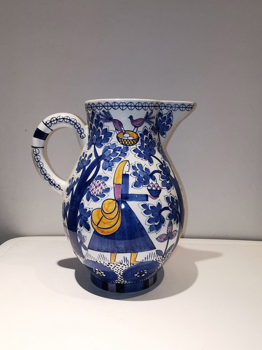 Charlotte Hartmann, Ceramist Te Velten, Ofen Museum. Pouring Jug With Motif Paradise Garten