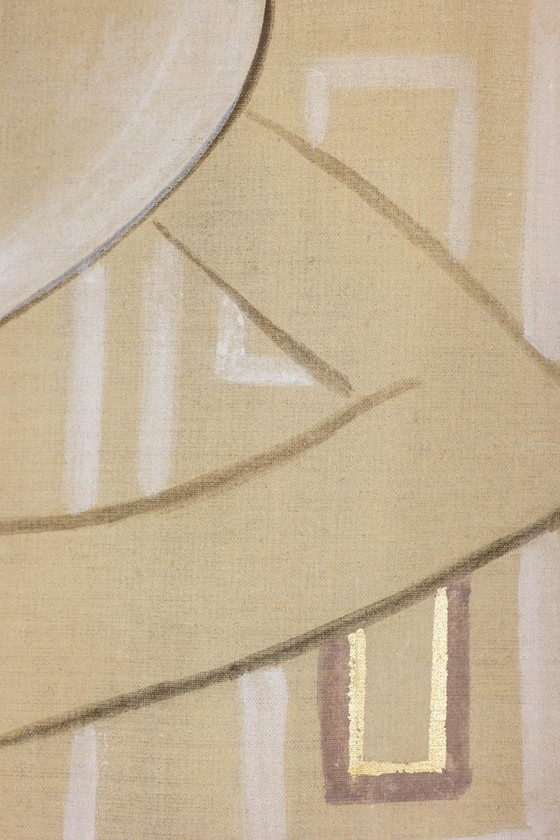 Image 1 of Tela dipinta raffigurante una donna elegante degli anni '50. Contemporanea.