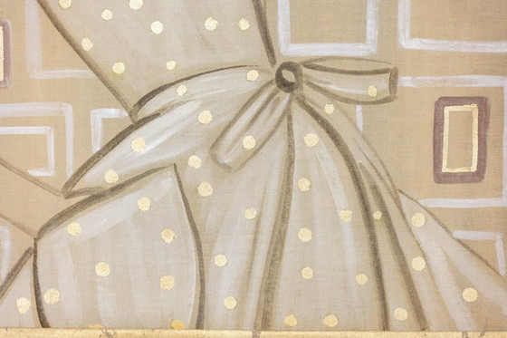 Image 1 of Tela dipinta raffigurante una donna elegante degli anni '50. Contemporanea.