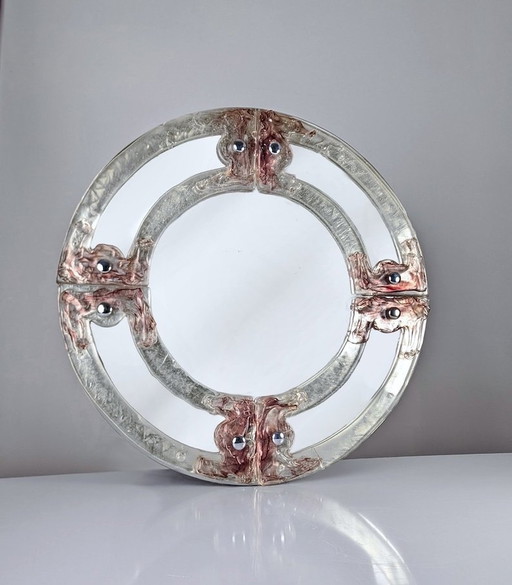 Venetian Round Mirror By Mazzega 1960S