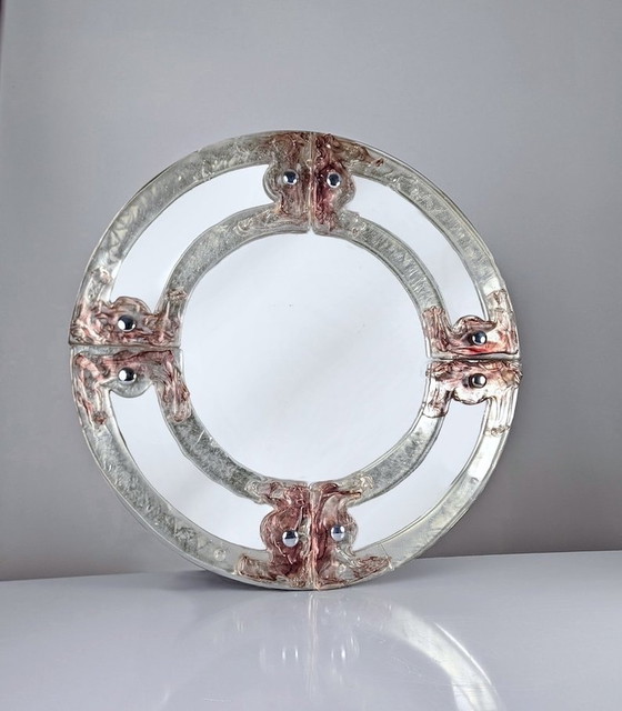 Image 1 of Venetian Round Mirror By Mazzega 1960S