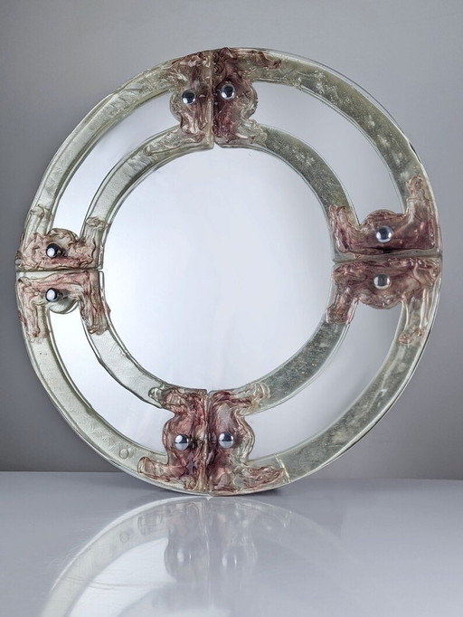 Venetian Round Mirror By Mazzega 1960S