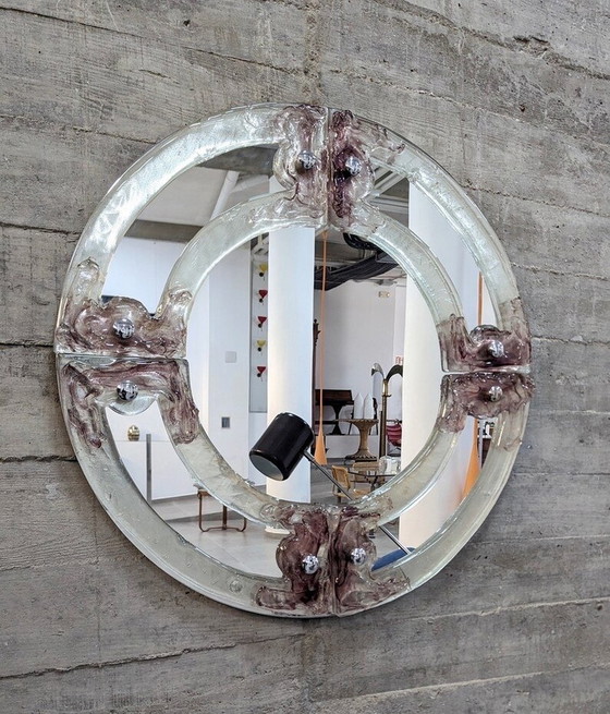 Image 1 of Venetian Round Mirror By Mazzega 1960S