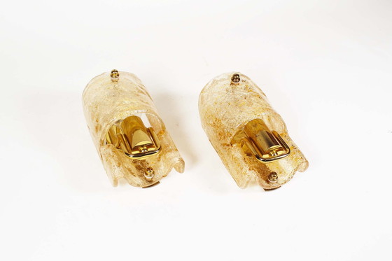 Image 1 of 2X 1970’S Large Glass And Brass ‘Shell’ Wall Sconces