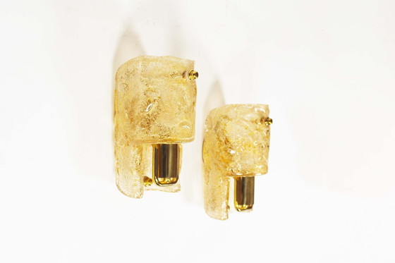 Image 1 of 2X 1970’S Large Glass And Brass ‘Shell’ Wall Sconces