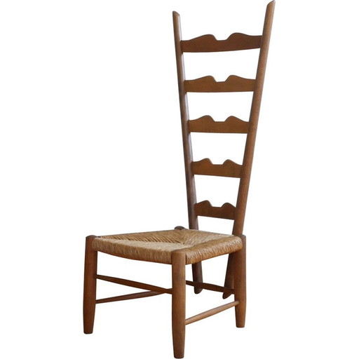 Vintage wood fireplace chair by Gio Ponti for Casa E Giardino, Italy 1930