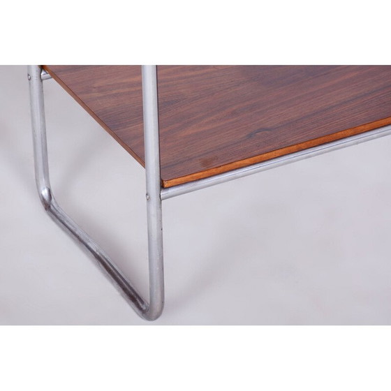 Image 1 of Tavolino vintage Bauhaus in noce e acciaio cromato, Cecoslovacchia 1930