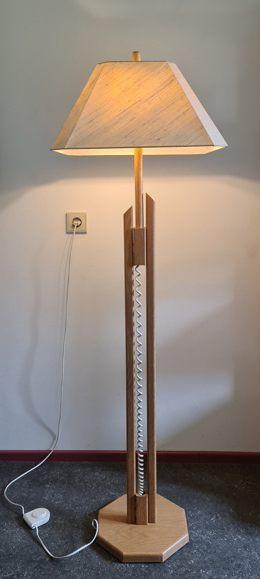 Mid - Century Wooden Floor Lamp