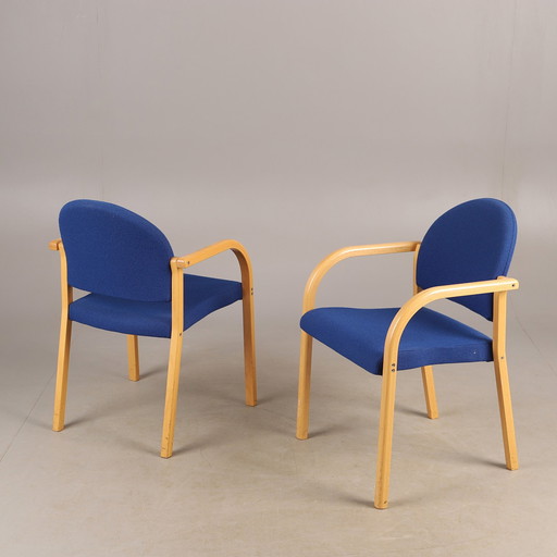 6 X Norway blue fabric stacking conference chairs