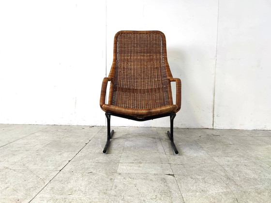 Image 1 of Dirk Van Sliedregt Chaise longue en osier Mid Century