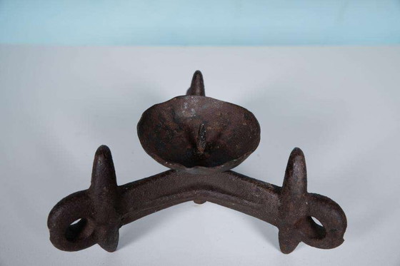 Image 1 of Brutalist metal candle holder, minimalist iron candle holder