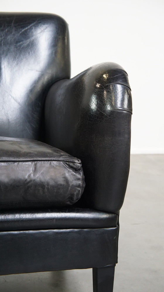 Image 1 of Sheep Leather Armchair In A Black Color