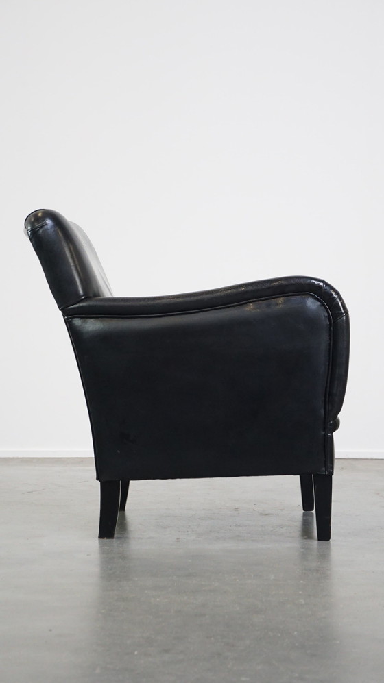 Image 1 of Sheep Leather Armchair In A Black Color
