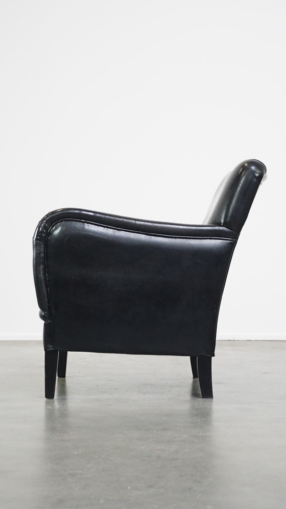 Image 1 of Sheep Leather Armchair In A Black Color