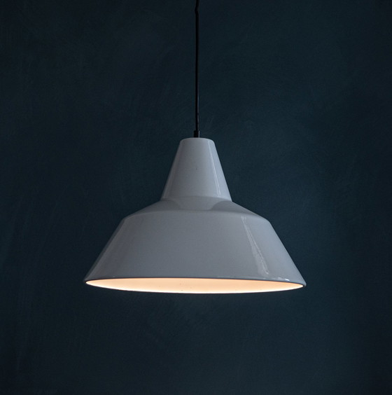 Image 1 of VintageWhite Enamel Factory Lamp Type 19540