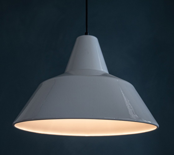 Image 1 of VintageWhite Enamel Factory Lamp Type 19540