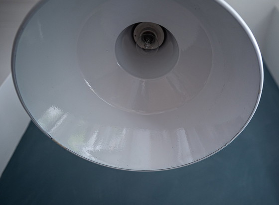 Image 1 of VintageWhite Enamel Factory Lamp Type 19540
