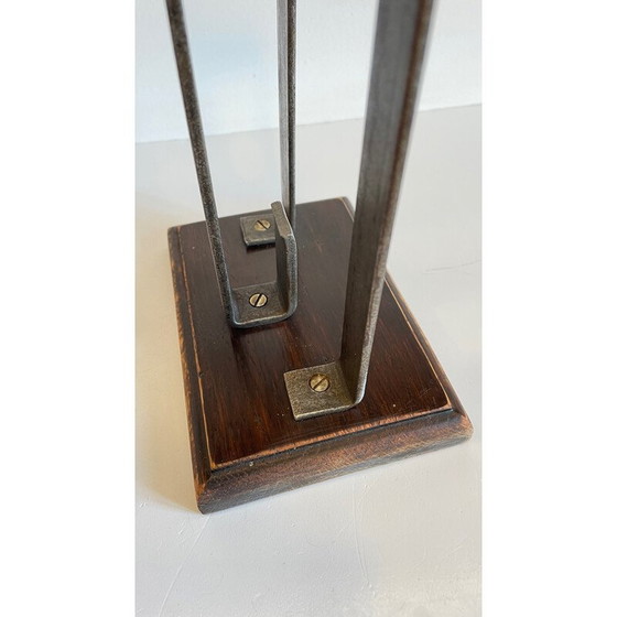 Image 1 of Vintage fireplace accessory in steel and solid wood