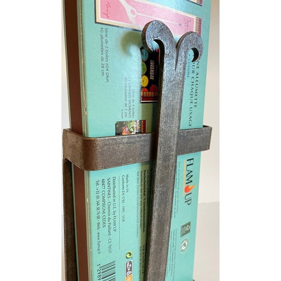 Image 1 of Vintage fireplace accessory in steel and solid wood