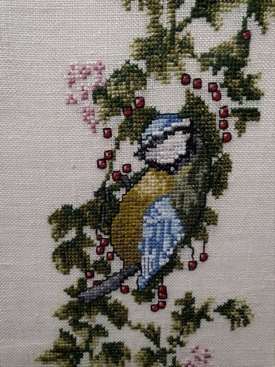 Image 1 of 2013 Framed Vintage Embroidery With Birds