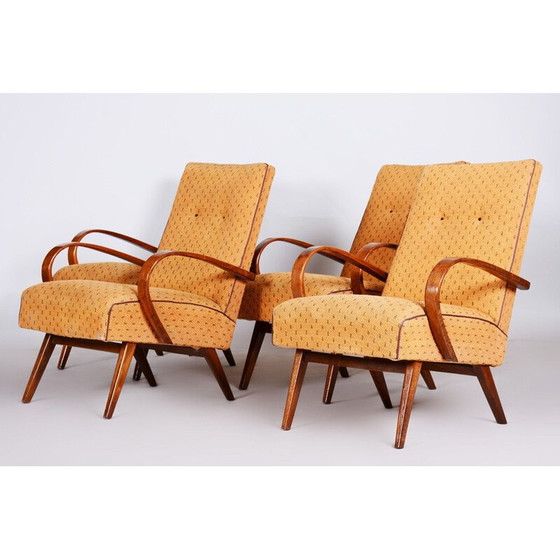 Image 1 of Set of 4 yellow mid century armchairs, 1950s