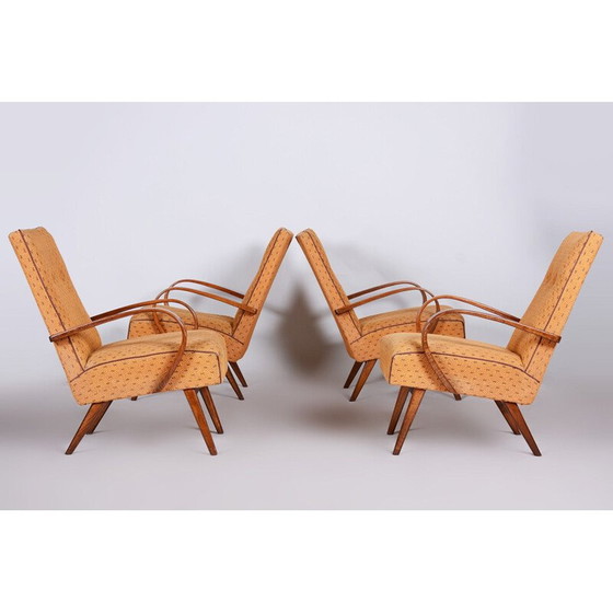 Image 1 of Set of 4 yellow mid century armchairs, 1950s
