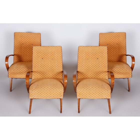 Image 1 of Set of 4 yellow mid century armchairs, 1950s
