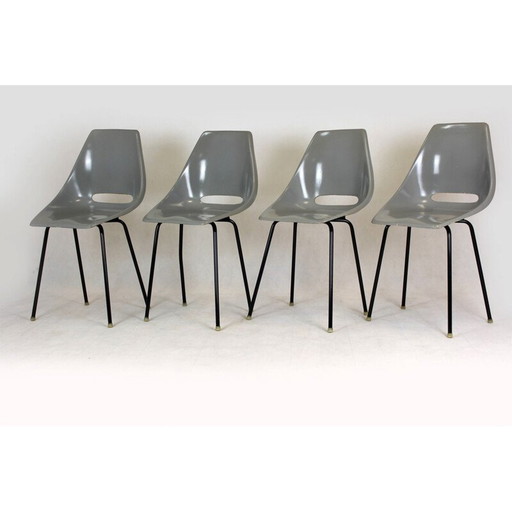 Set of 4 vintage Fiberglass Chairs by Miroslav Navratil for Vertex 1960s