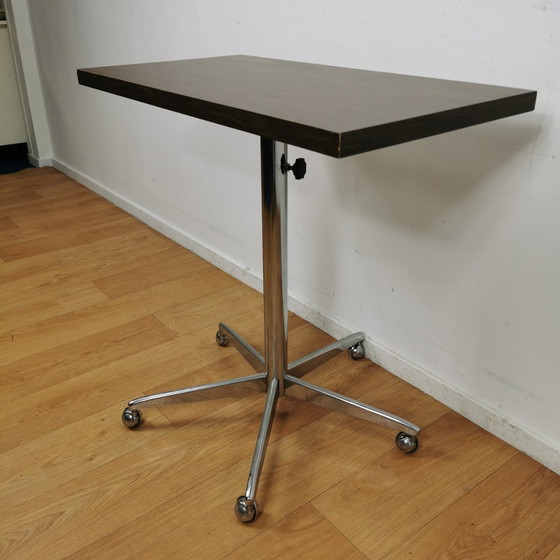 Image 1 of Vintage TV Table Adjustable Side Table Roller Table Side Table