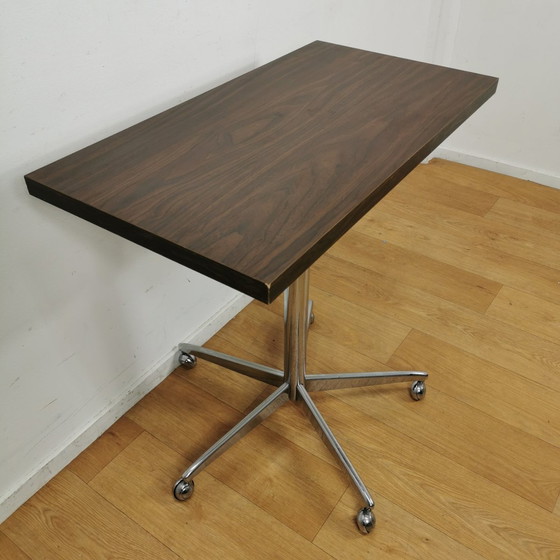 Image 1 of Vintage TV Table Adjustable Side Table Roller Table Side Table