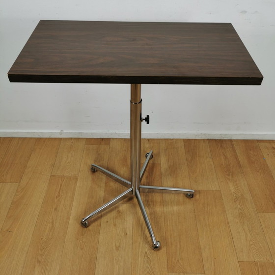 Image 1 of Vintage TV Table Adjustable Side Table Roller Table Side Table