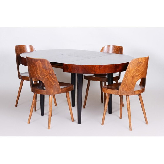 Image 1 of Vintage extendable beechwood and oakwood dining table by Jindřich Halabala for Up Závody, 1940